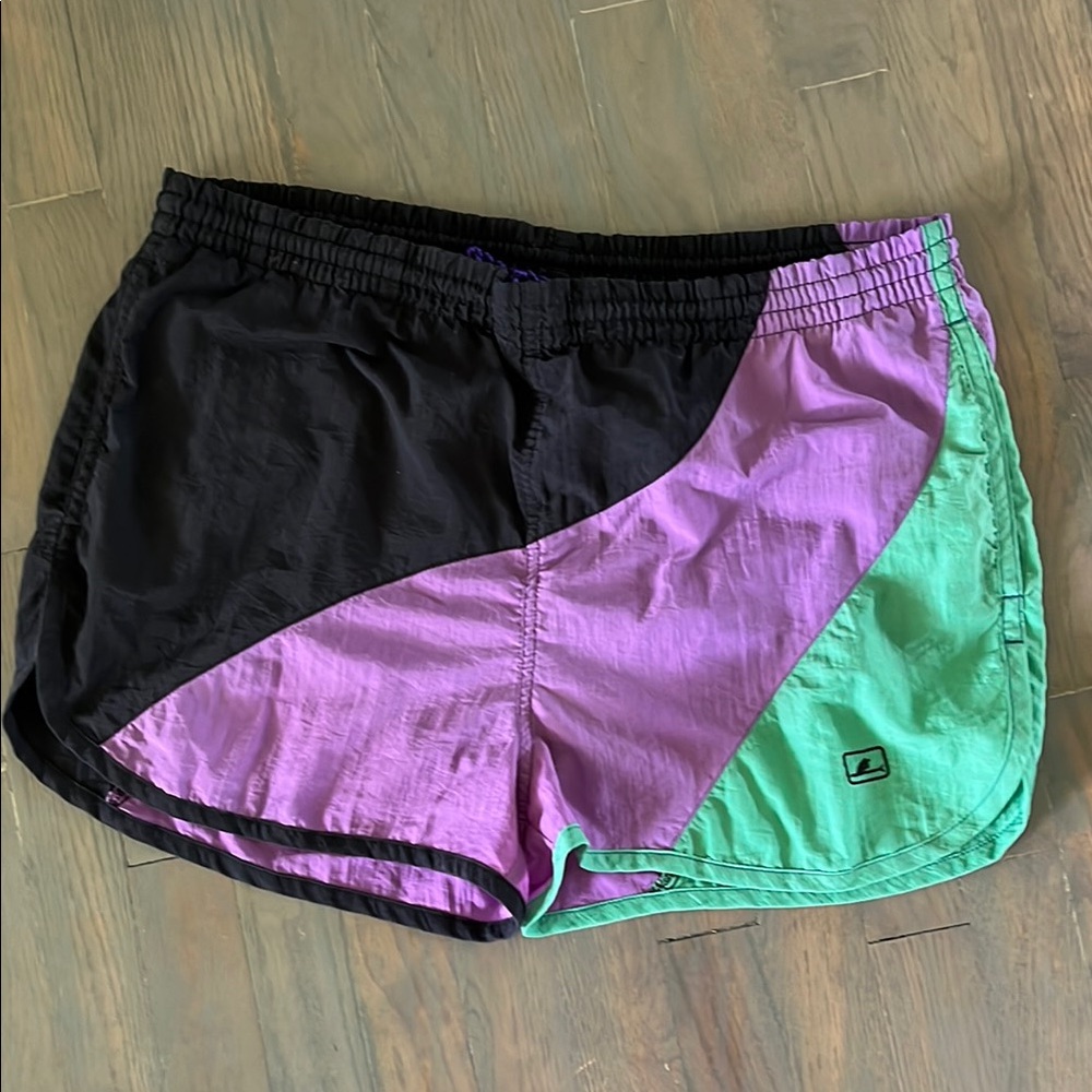 Vintage Catalina Men's Y2K Shorts Black Purple Green Size medium colorblock